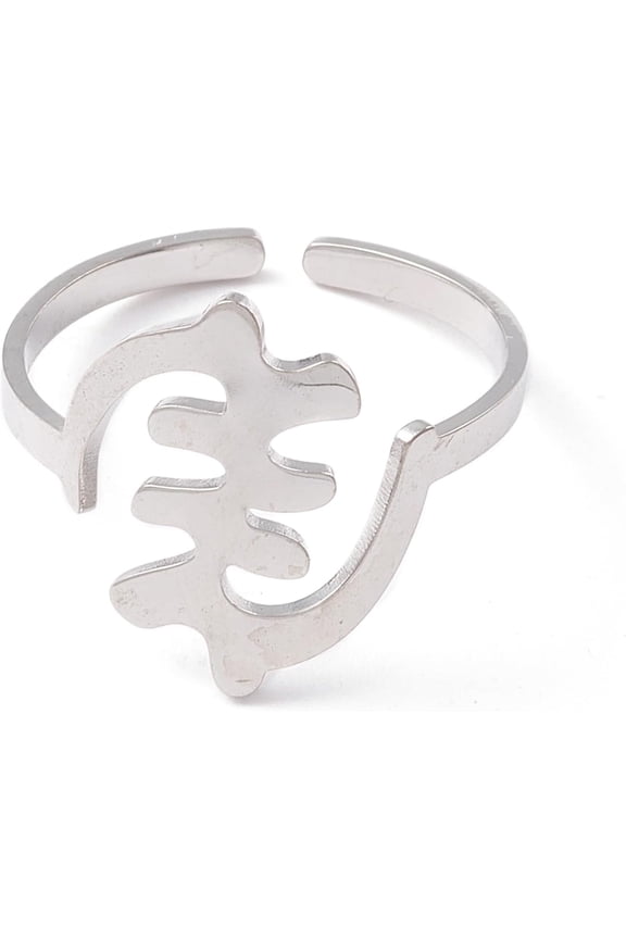5Pcs Fishbone Personalized Cuff Ring Promise Rings for Women Anniversary Birthday Trendy Gift Size 9(18.9mm)