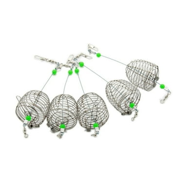 5Pcs Fishing Holder Baskets Stainless Steel Fish Lure Cage Trap Bait Feeder