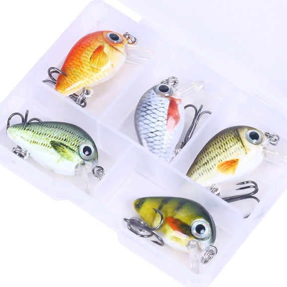 5Pcs Fishing Lure Artificial Fish Baits Topwater Crankbaits Artificial Hard Baits with Tackle Box Easy to Use