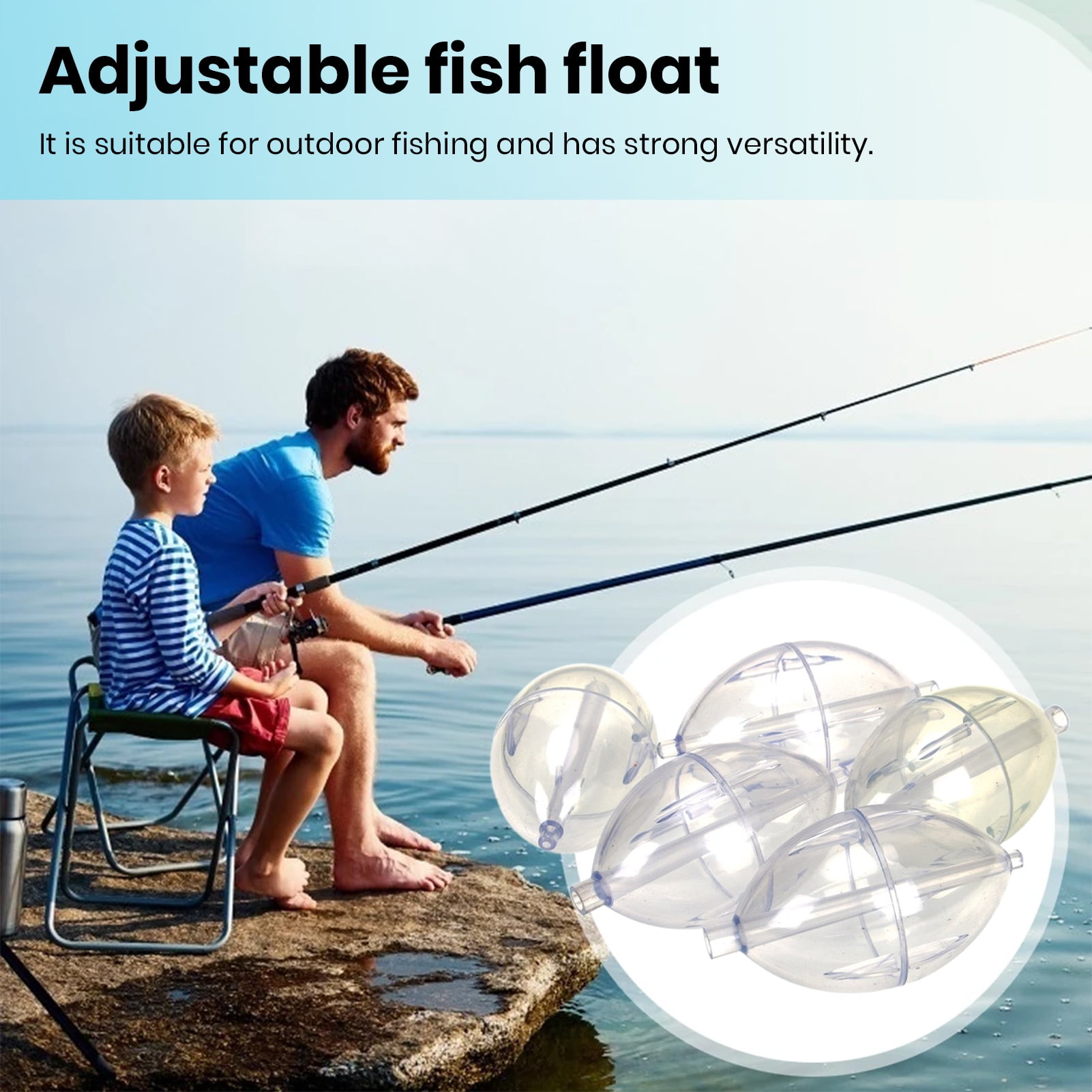 5Pcs Fishing Oval Bubble Float Clear Adjustable Portable Water Filling