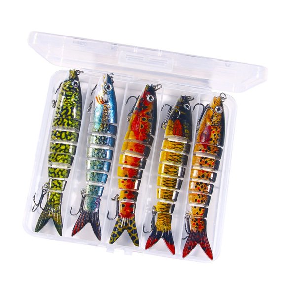 5Pcs Fishing Swimbait Wobblers Baits 3D Artificial Fishing Lures Saltwater Multiple Sections Baits Fishhooks Fish Lures