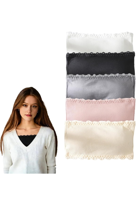 5Pcs Floral Lace Bralette Non-Slip Silicone Bandeau Bra for Women Seamless Strapless Stretchy Tube Top Sport Bra