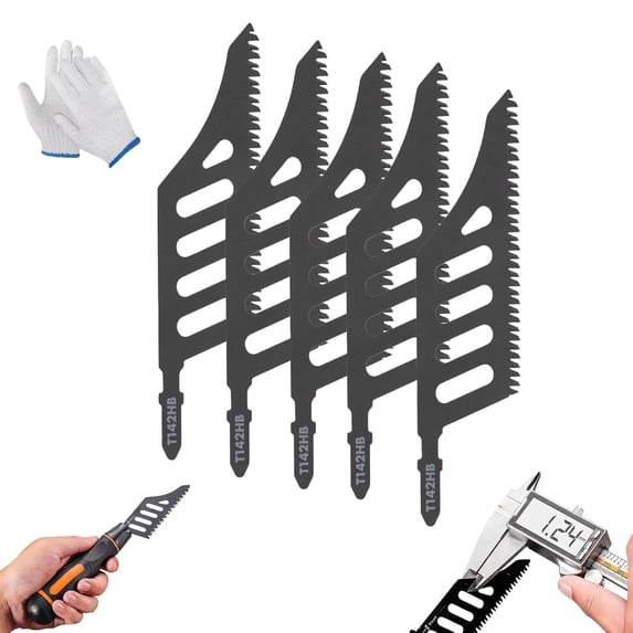5Pcs Flush Cutting Jigsaw Blade,T-Handle Jig Saw Blades,High Carbon Steel Irregular Curve Saw Blades for Wood Plastic Metal(5PCS)