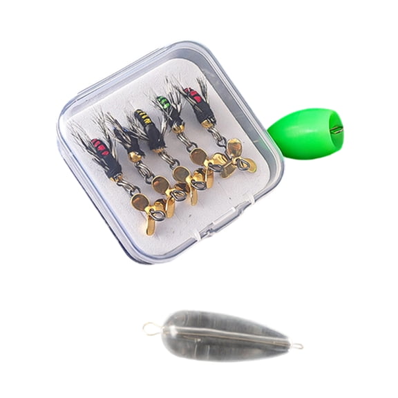 5Pcs Fly Fishing Baits, Double Hook Topwater Lures with Sharpened Hooks for Trout Salmon Fishing