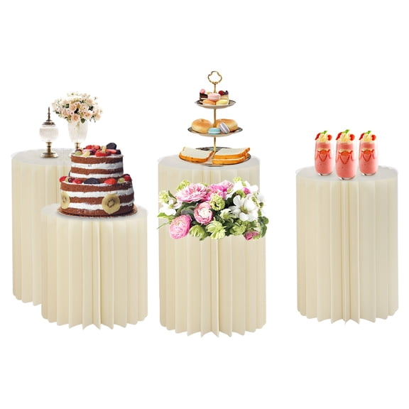 5Pcs Foldable Paper Column Display Stands, Round Cylinder Wedding Flower Stands