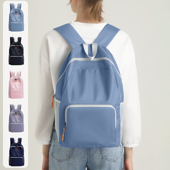 Yannianjz under $5 5Pcs Foldable Travel Backpack, Foldable Portable Backpack, Large Capacity Ultralight Travel Bag, Lightweight Outdoor Hiking Daypack, Waterproof Compressible Carry On Bag