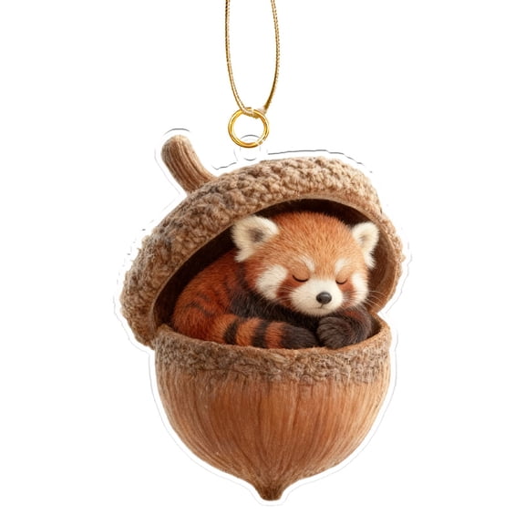 5Pcs Forest Animal Acorn Ornaments – Cozy Forest Christmas Ornaments, 5pcs 2D Acrylic Cute Forest Animal Christmas Trees Hanging Decorations, Rustic Nature-Themed Home Decor