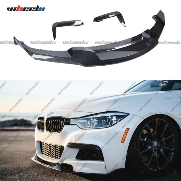5Pcs Front Lip & Light Frame Compatible with 2012-2018 F30 F31 Base 3 Series (M Tech/M Sport Only), Air Dam Spoiler Lower Chin Fits for Sedan, Protection Body Part (Carbon Color)
