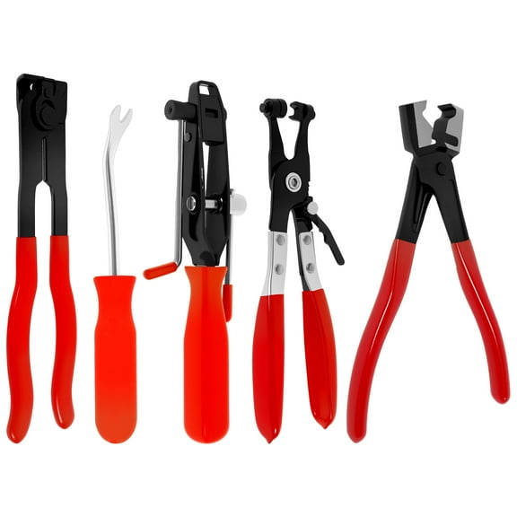 5Pcs Fuel Line Pliers Set Trim Removal Tool Carbon Steel Etch Resistant Ergonomic Plastic Handles for Auto Maintenance Car Repair