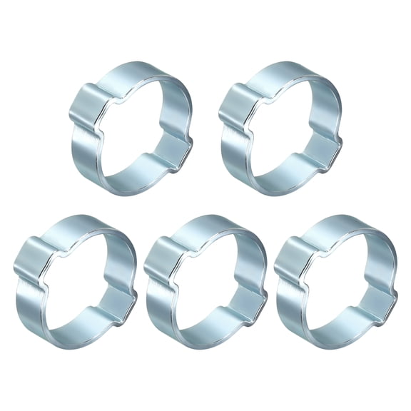 5Pcs Galvanized Steel Double Ear Hose Clamps, Adjustable 19.1-23mm Heavy Duty O Clip Crimp Rings, Zinc-Plated Two Ears Cinch Rings Crimp Pinch Fitting for Automotive, Tubing, Fuel