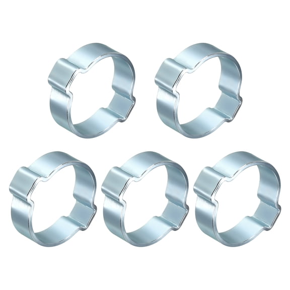 5Pcs Galvanized Steel Double Ear Hose Clamps, Adjustable 26.3-31mm Heavy Duty O Clip Crimp Rings, Zinc-Plated Two Ears Cinch Rings Crimp Pinch Fitting for Automotive, Tubing, Fuel