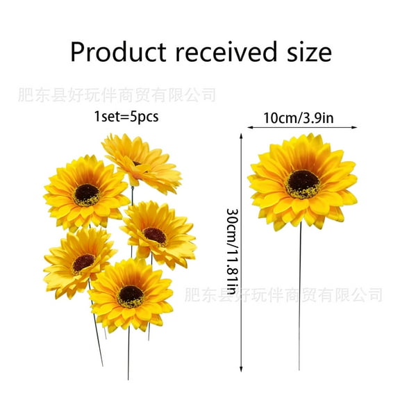 USHOBE Flower Garden Stake Metal Courtyard Sunflower Stake Assorted Color 5Pcs