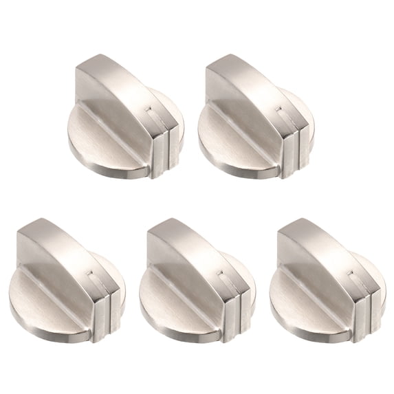 Uxcell 5 Pcs Gas Stove Knob 0.31'' Cooker Replacement Knobs Durable Metal Surface Switch Silver Tone
