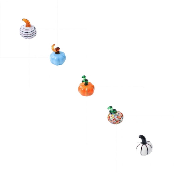 5Pcs Glass Artificial Mini Pumpkins, Pumpkins Decor, Fall Decorations for Home Halloween Thanksgiving Decorations Gifts, Glass Pumpkin Figurines Table Accent for Fall Harvest,1.3x1.6 Inch