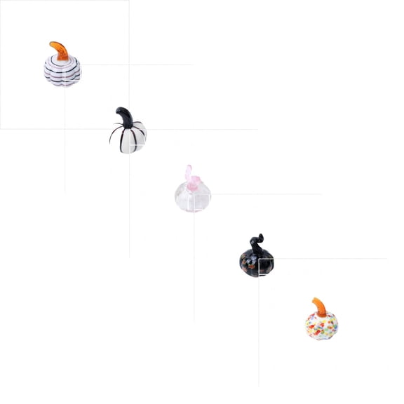 5Pcs Glass Artificial Mini Pumpkins, Fake Pumpkins Decor, Fall Decorations for Home Halloween Thanksgiving Decorations Gifts, Glass Pumpkin Figurines Table Accent for Fall Harvest,1.3x1.6 Inch