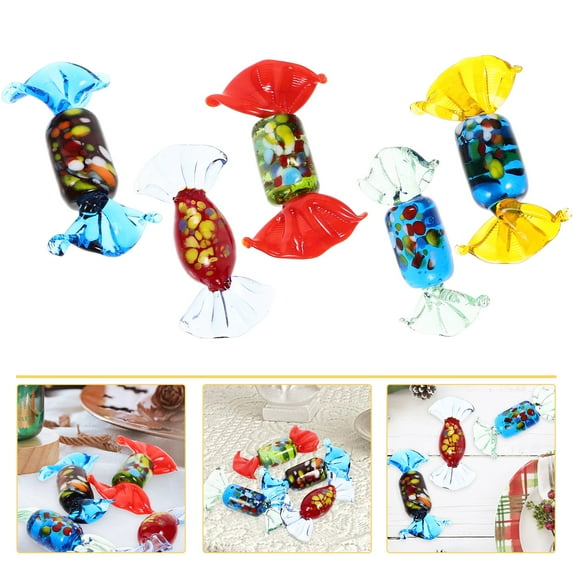 5Pcs Glass Candy Ornaments Vintage Murano Style Glass Sweets Table Centerpieces for Home Wedding Party Decoration Gift