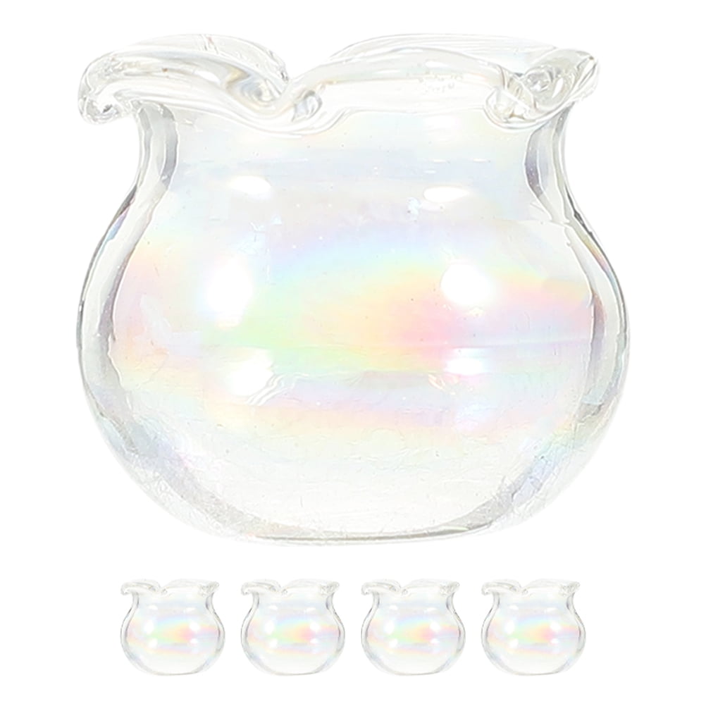 5Pcs Glass Miniature Fish Bowl Micro Landscape Goldfish Tanks Doll