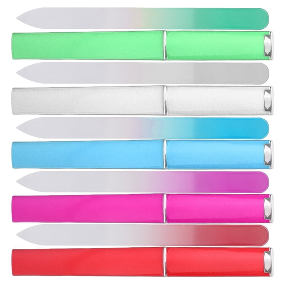 5Pcs Glass Nails File with Case Crystals Nails File Buffer Glass Fingernail Files Cuticles Pusher Manicure Set for Women