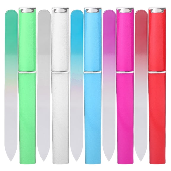 5Pcs Glass Nails Files with Case Professional Fingernail Files Double Sided Nails for Natural Nails Pedicure Manicure