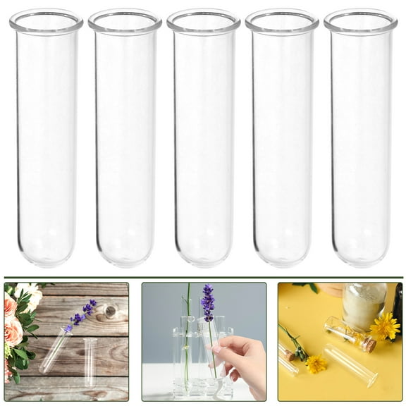 5Pcs Glass Test Tube Propagation Planter Clear Propagation Tube Plant Terrarium Multi-Use Glass Tube