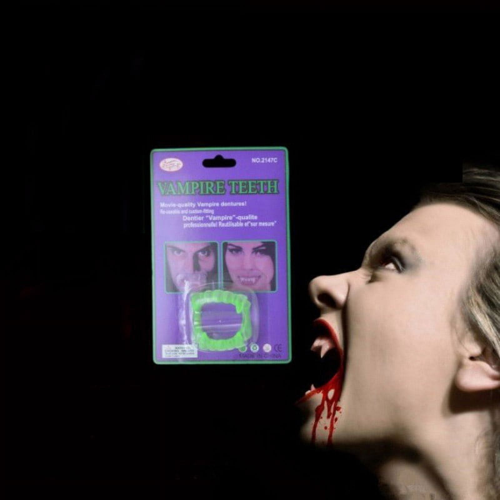 5Pcs Glow Teeth Vampire Denture Fluorescent Green Glow Holiday Event