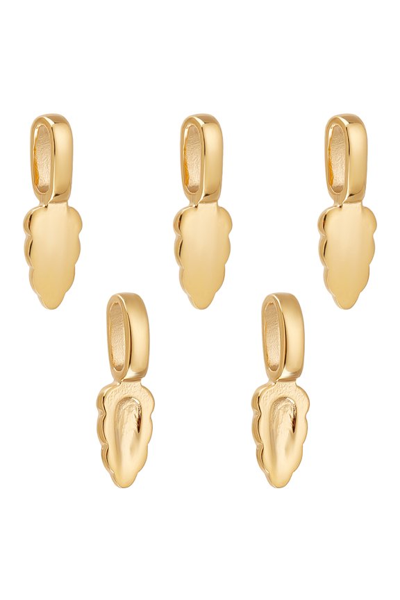 5Pcs Glue on Bails Stainless Steel Glue-on Flat Pad Pendant Bails Golden Blank Pad Pendant Connector Metal Necklace Pad Bails Connector for DIY