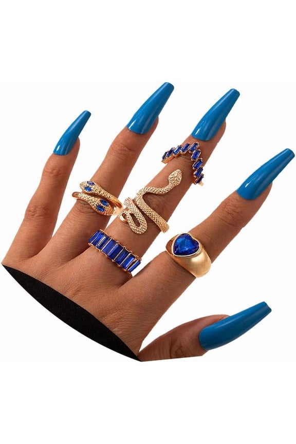 5Pcs Gold Knuckle Snake Rings Set for Women Goth Accessories,Vintage Stackable Chain Stacking Finger Rings for Her Non-tarnish Adjustable Rings
