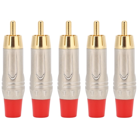 5Pcs Gold Plating Rca Male Welding Plug Audio Connector with Zinc Alloy Shell