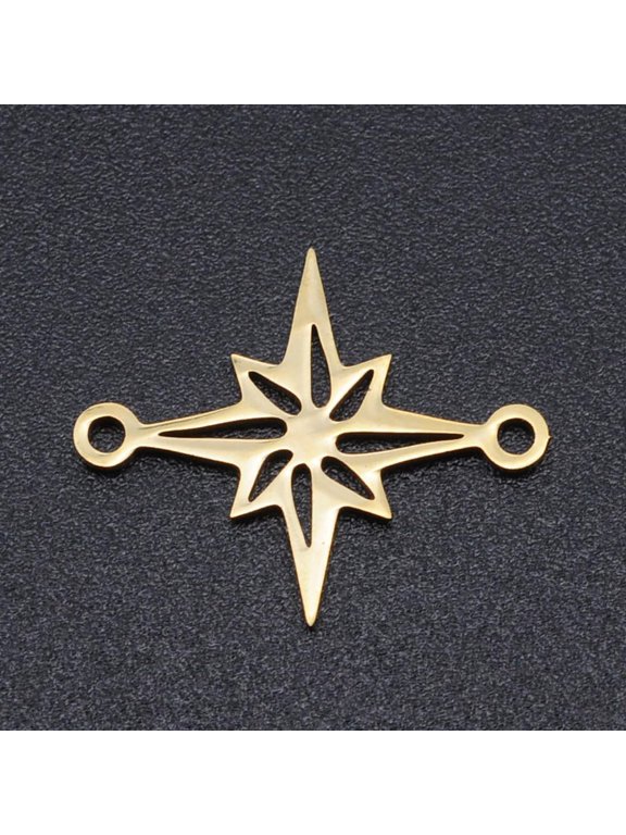 5Pcs Golden 201 Stainless Steel Star Links Connectors Hollow Connector Charms Double Loop Pendant Links Star Pendant Accessory for Women DIY Necklace Jewelry Making 15x18.5x1mm