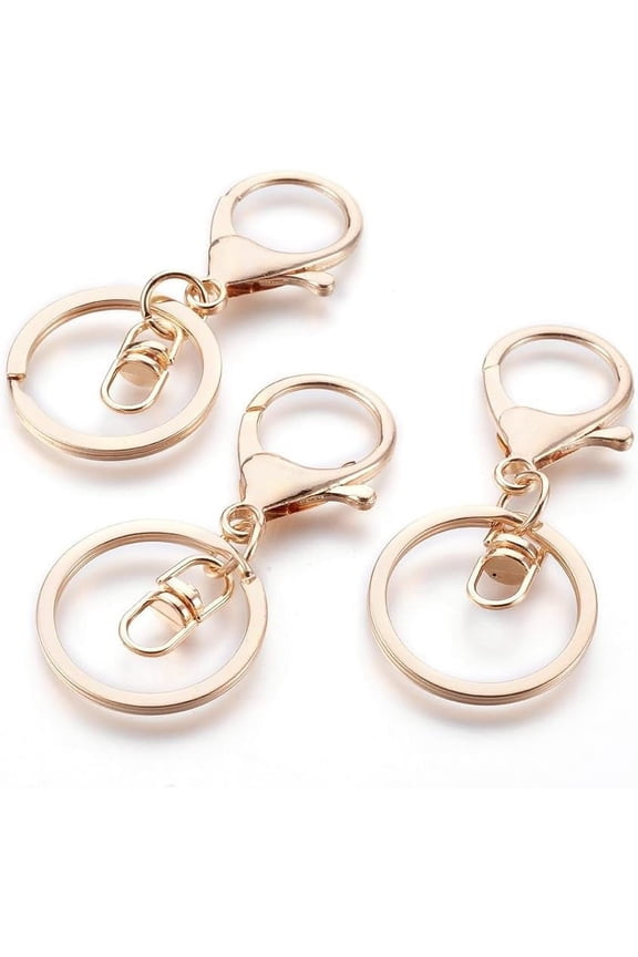 5Pcs Golden Alloy Keychain Clasp Findings Keychain Rings with Iron Key Rings Golden Keychains Ring Parts with Open Jump Ring for Keychain Making DIY Crafts Accessory 68x30x5mm Gold DIY