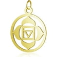 thumbnail image 1 of 5Pcs Golden Flat Round with Flower Pendants 23x19x1mm Sahasrara Charms 304 Stainless Steel Chakra Muladhara Pendants With 3mm Hole for Jewelry Making and Craft Projects, 1 of 1