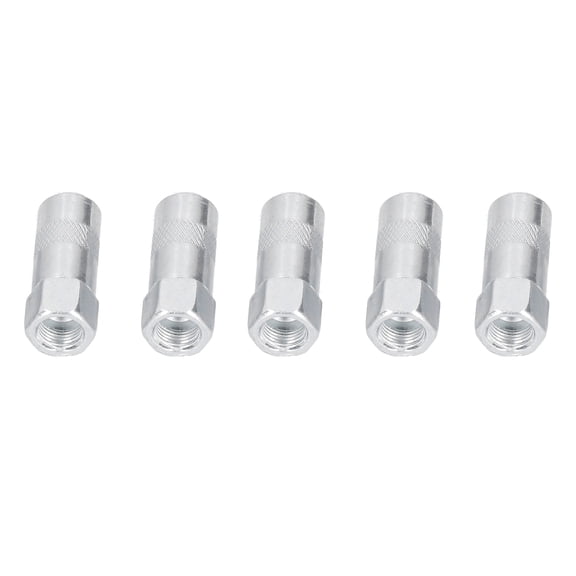 5Pcs Grease Gun Coupler 1/8 Inch Flat Nozzle Premium Alloy Locking Grease Coupler Heavy Duty Quick Release End Fitting for Bearings Equipment Mechanical Maintenance (10 in / 25.4 cm)