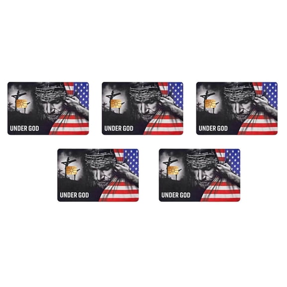 5Pcs Great Savior Credit Card Stickers Decoration, Religious Christian Card Skins, Jesus and USA Flag Design, Easy-Apply Paper Stickers for Credit Cards