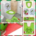 5Pcs Grinch Toilet Seat Set, Christmas Bathroom Pedestal Rug, Toilet