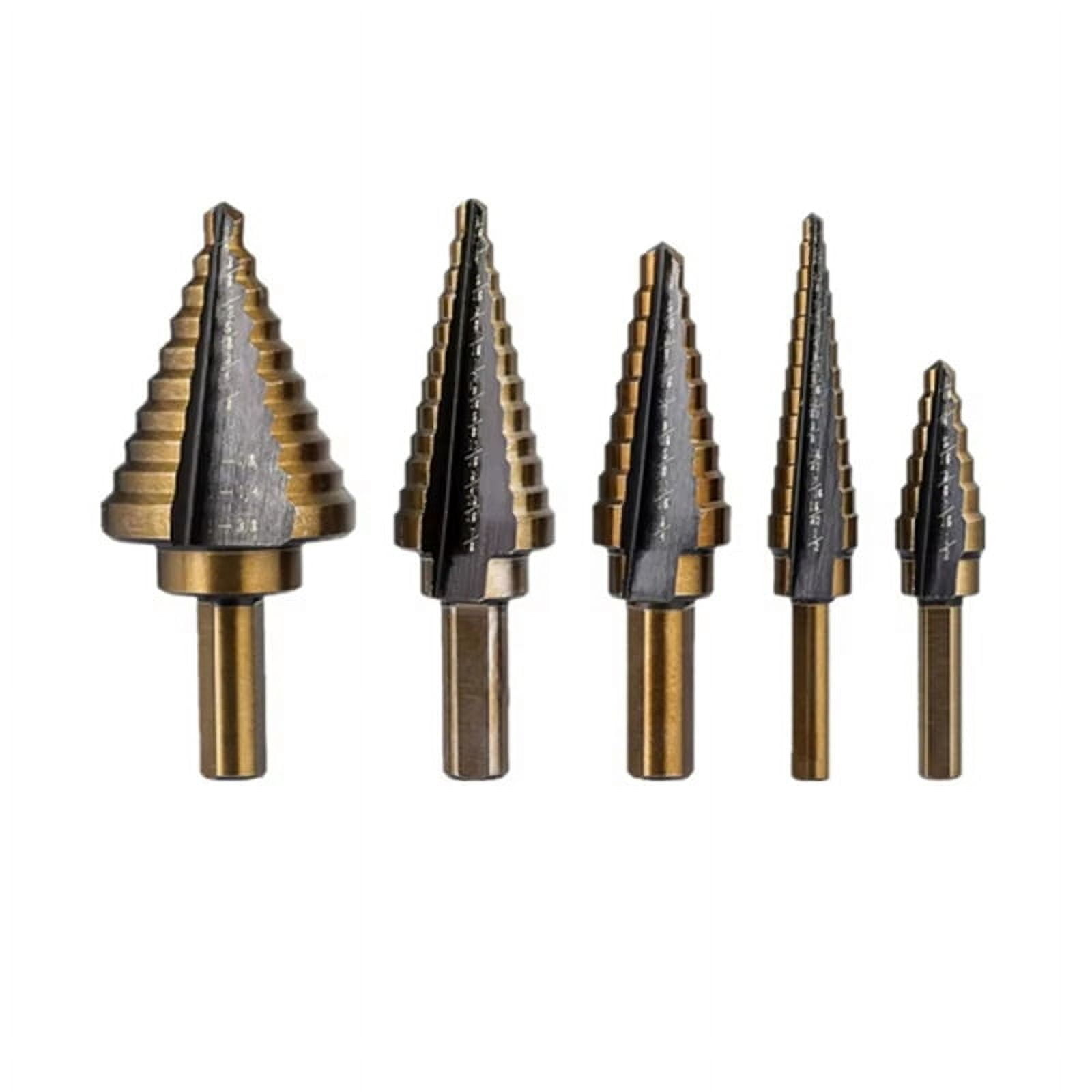 5Pcs HSS 4241 Cobalt Step Drill Bit Set Metal Drilling Hole Tools, Cone Bits for Iron Aluminum Copper Steel