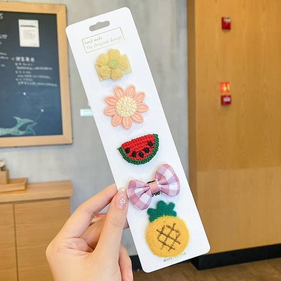 5Pcs Hair Clips for Girls with Cute Patterns,Fully Lined Alligator Clips and Barrettes, Handmade Hair Accessories for Baby Toddler Young Kids School Age Girls Gifts