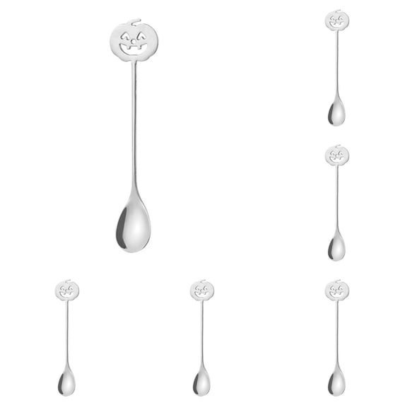 5Pcs Halloween Pumpkin Spoons Stainless Steel Creative Pumpkin Head Coffee Tea Stirring Spoon Dessert Spoon for Home Restaurant Halloween Party Afternoon Tea Coffee Bar Essential
