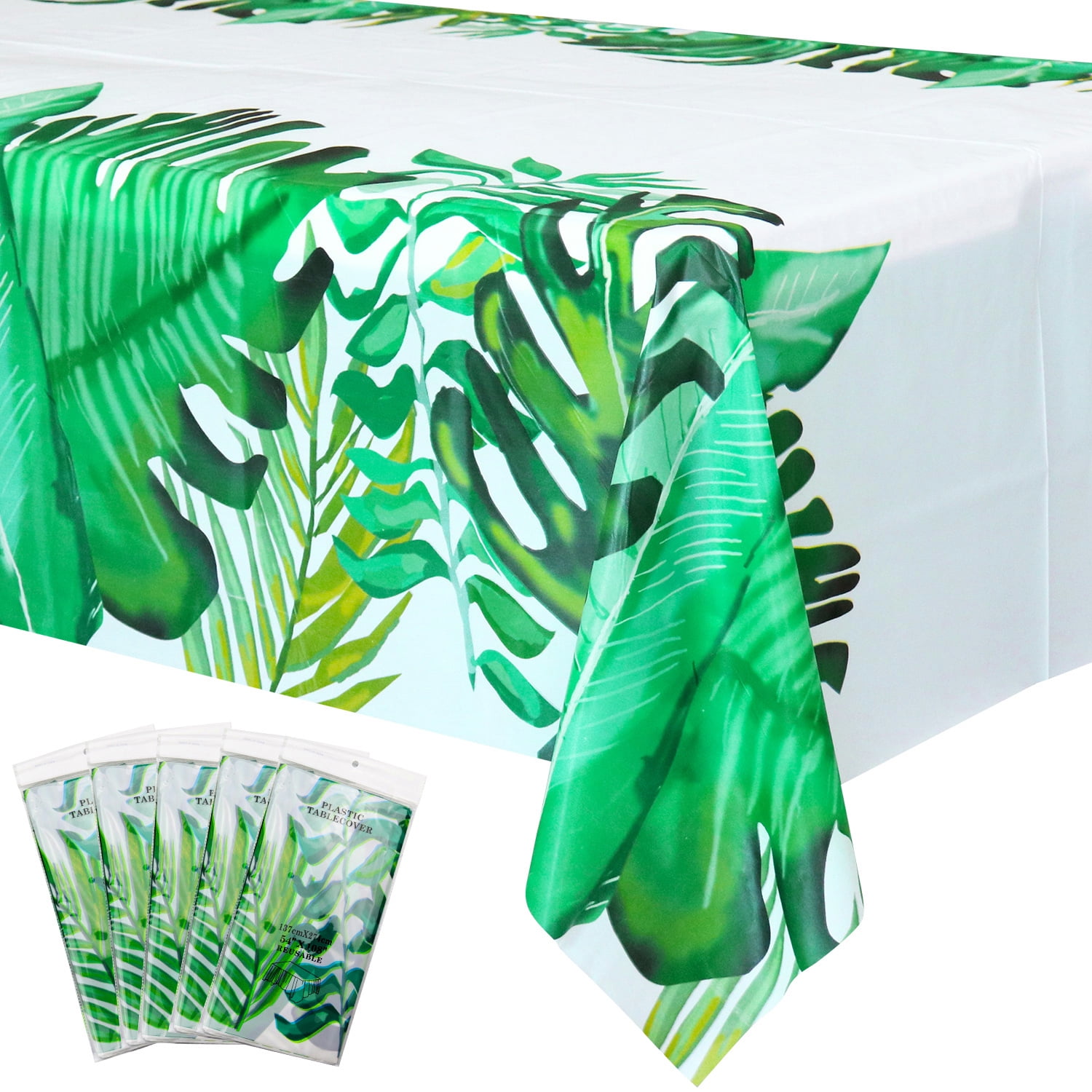 5Pcs Hawaii Palm Leaves Tablecloths Hawaiian Palm Leaves Tablecloth, Jungle Table Cover for