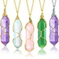 thumbnail image 1 of 5Pcs Healing Crystal Necklace Tree of Life Wire Wrapped Natural Stone Point Pendant Necklace Hexagonal Reiki Spiritual Quartz Gemstone Jewelry for Women Men, 1 of 12