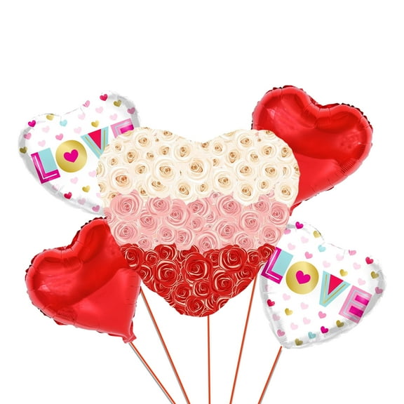 5Pcs Heart Balloons Kit,32 inch Huge Love Balloon,Red Heart Balloons for Valentine Day Party Decorations
