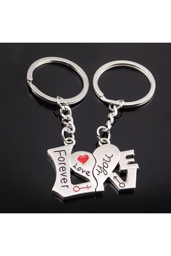 5Pcs Heart Key Couple Keychain, Fufafayo Valentine's Day Heart Key Couple Keychain, Romantic Lover Gift Keyring Keyfob, Alloy Heart Shape Key Chain for Anniversary Wedding Proposal Christmas