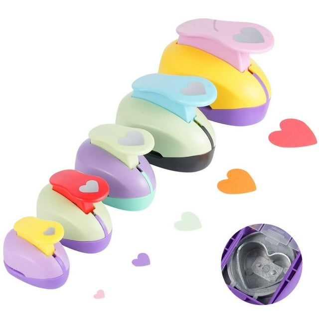 5Pcs Heart Shape Paper Punches, Heart Lever Action Craft Punch