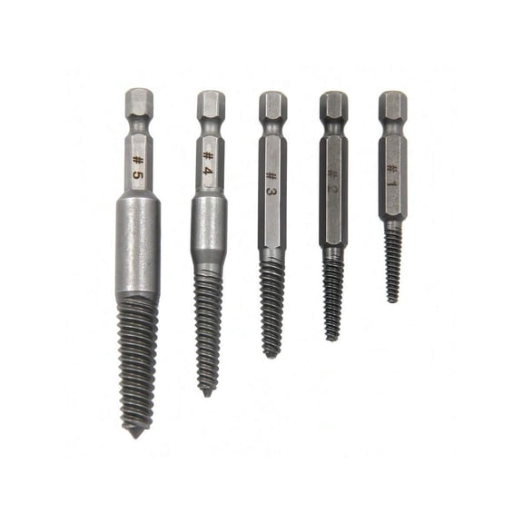 5Pcs Hex Shank Broken Head Screw Extractor For Electric Drill Tool Set