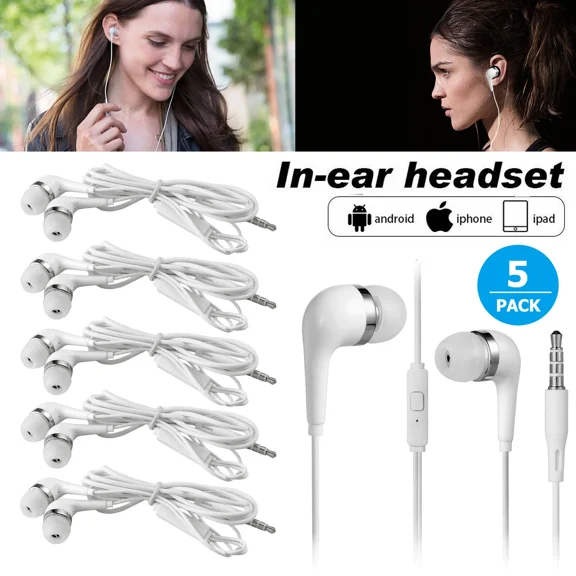 5Pcs Hifi Bass Stereo Wired Earphone Headphone 3.5Mm Jack Headset For Cell Phone