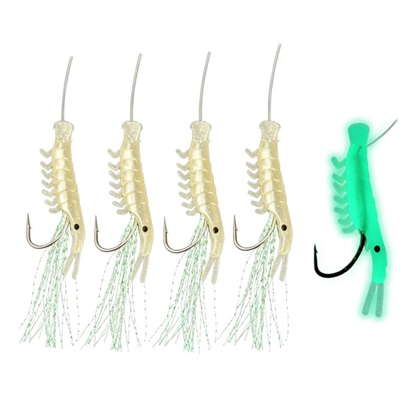 5Pcs High Performances Soft Fishing Lure Rigs Luminously Shrimp Lure Fishhooks Fishing Tackles For Better Catches Enduring