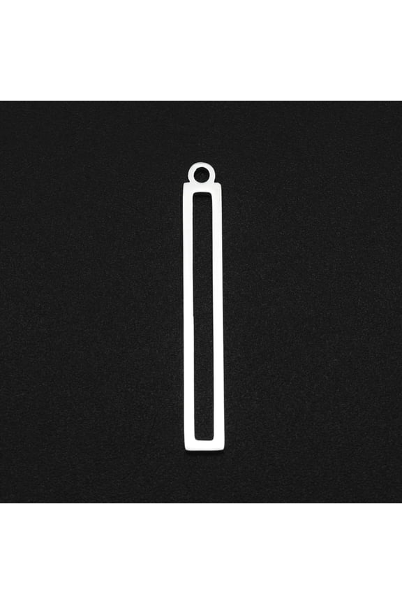 5Pcs Hollow Bar Charms Pendants 201 Stainless Steel Laser Cut Bar Linking Charm Pendants Mini Long Vertical Charms 32x4x1mm with 1.6mm Hole Stainless Steel Color Perfect for Jewelry Making