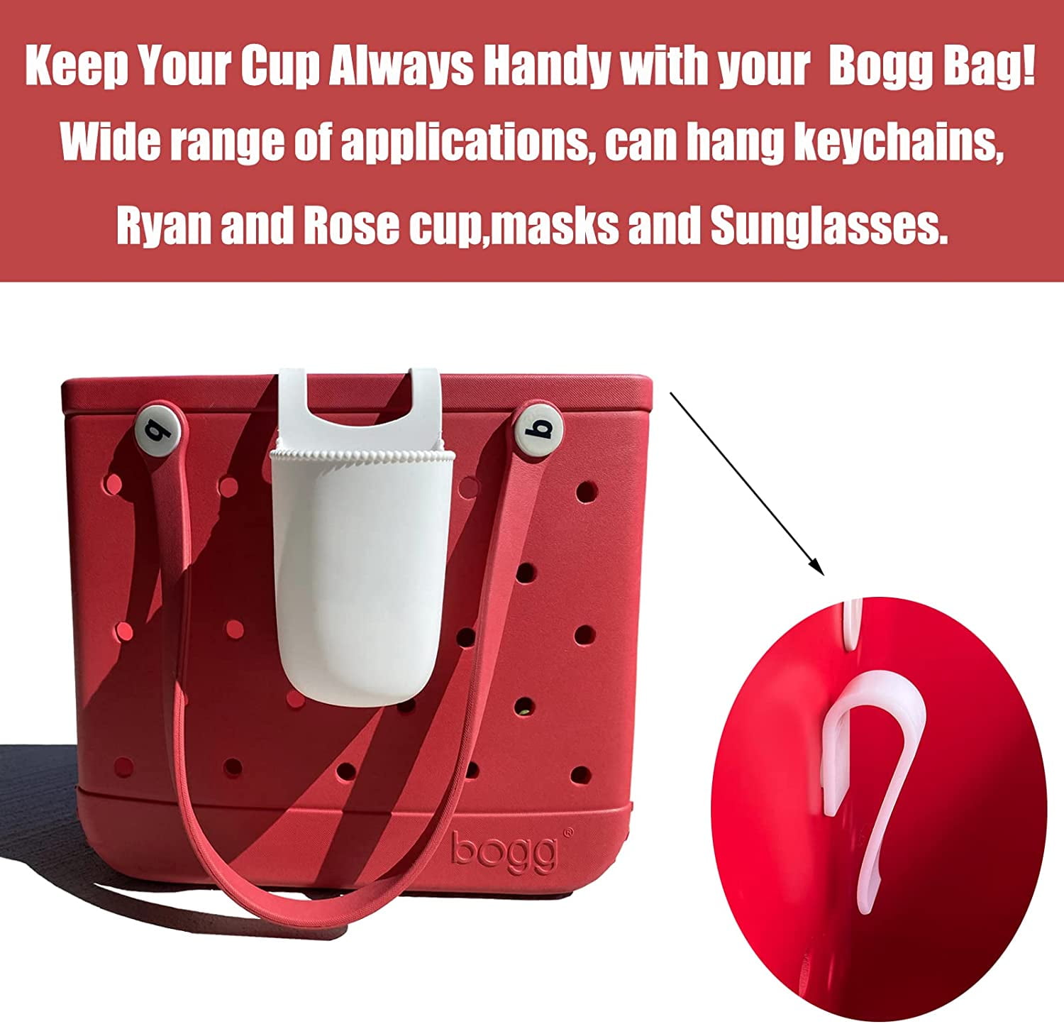 5Pcs Hook Accessories for Bogg Bags, Cup Holder Connector, Key