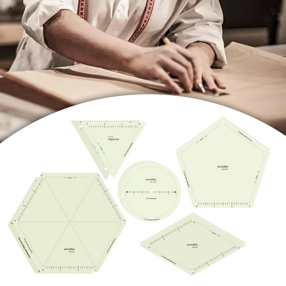 5Pcs Hot Hem Ruler Tailor Patchwork Ruler DIY Handmade Heat Resistant Multi Shapes 3 inch Non Slip Sewing Accessories Sewing Ruler for Mark