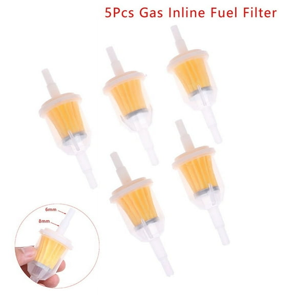 5Pcs Inline Gas/Fuel Filter 6MM-8MM 1/4" For Engine Auto Motorcycle Oil Filt