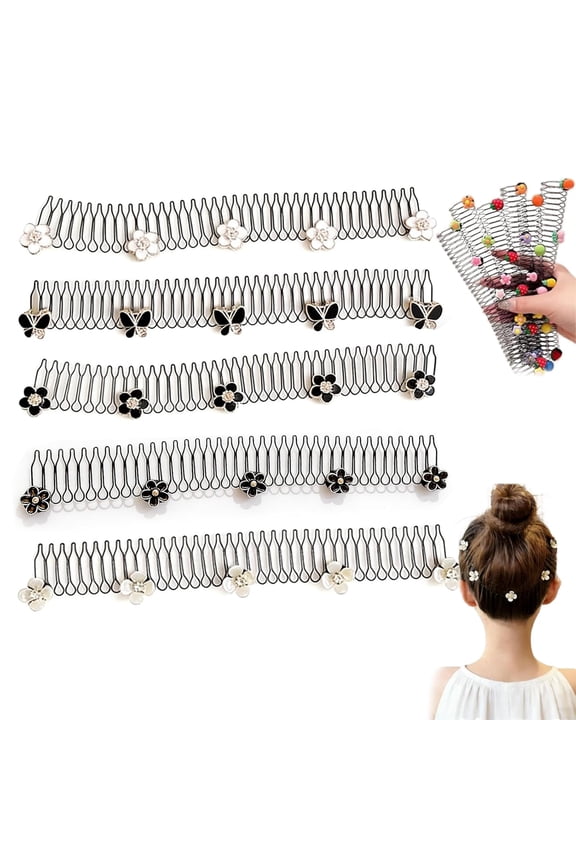 5Pcs Invisible Hair Clips for Broken Hair, Flyaway Tamer Bang Clips for Women  Stretchy Elastic Foreband for Updos, Messy Bun & Quick Styling  Travel-Friendly Hair Accessories(C)